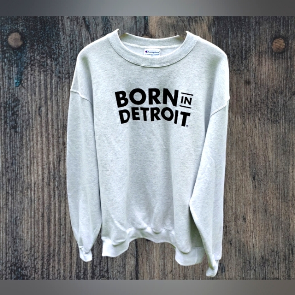 New Born in Detroit XL Light Gray Sweatshirt